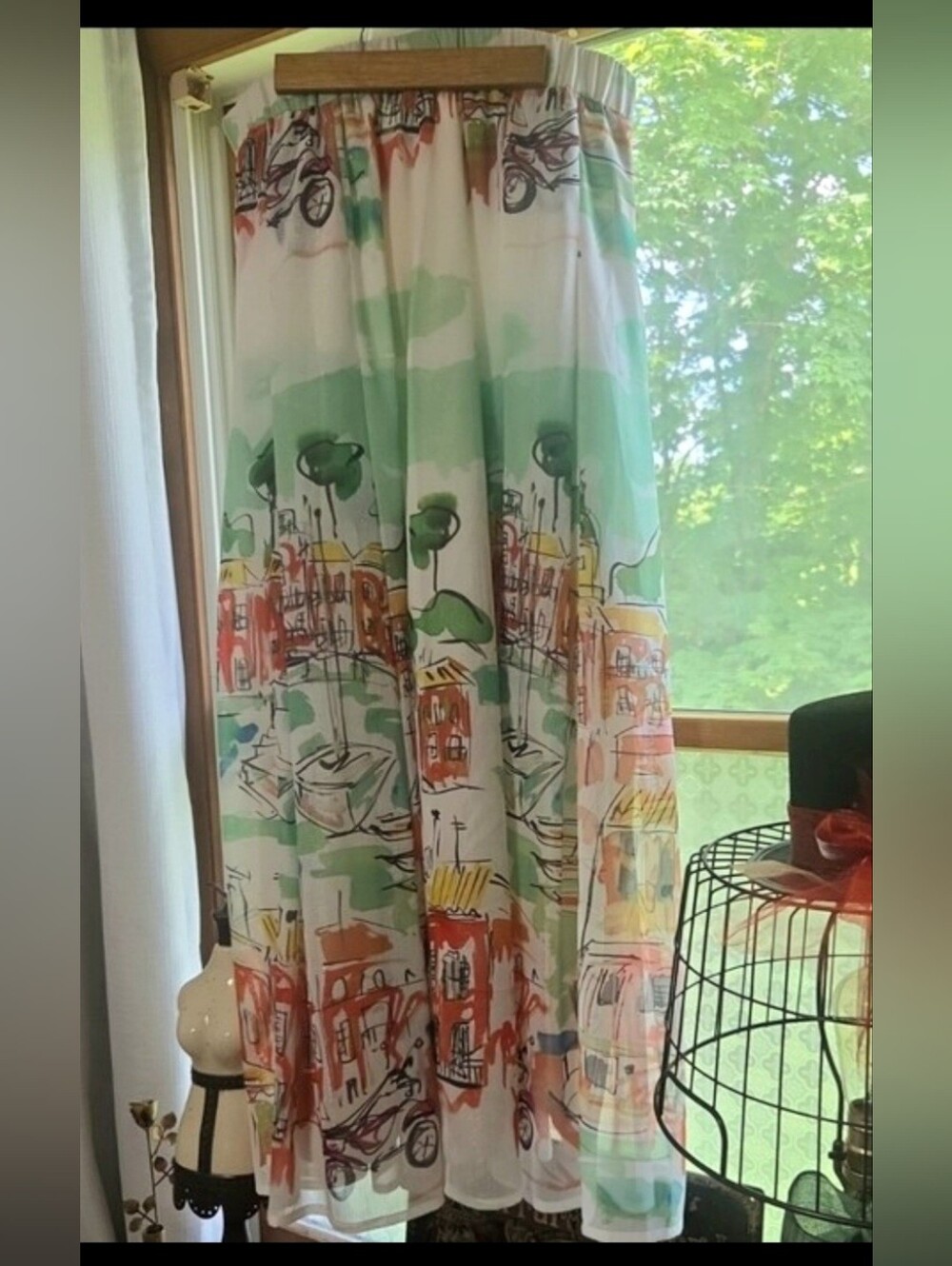 Algo Watercolor Cityscape Skirt Made In Switzerland